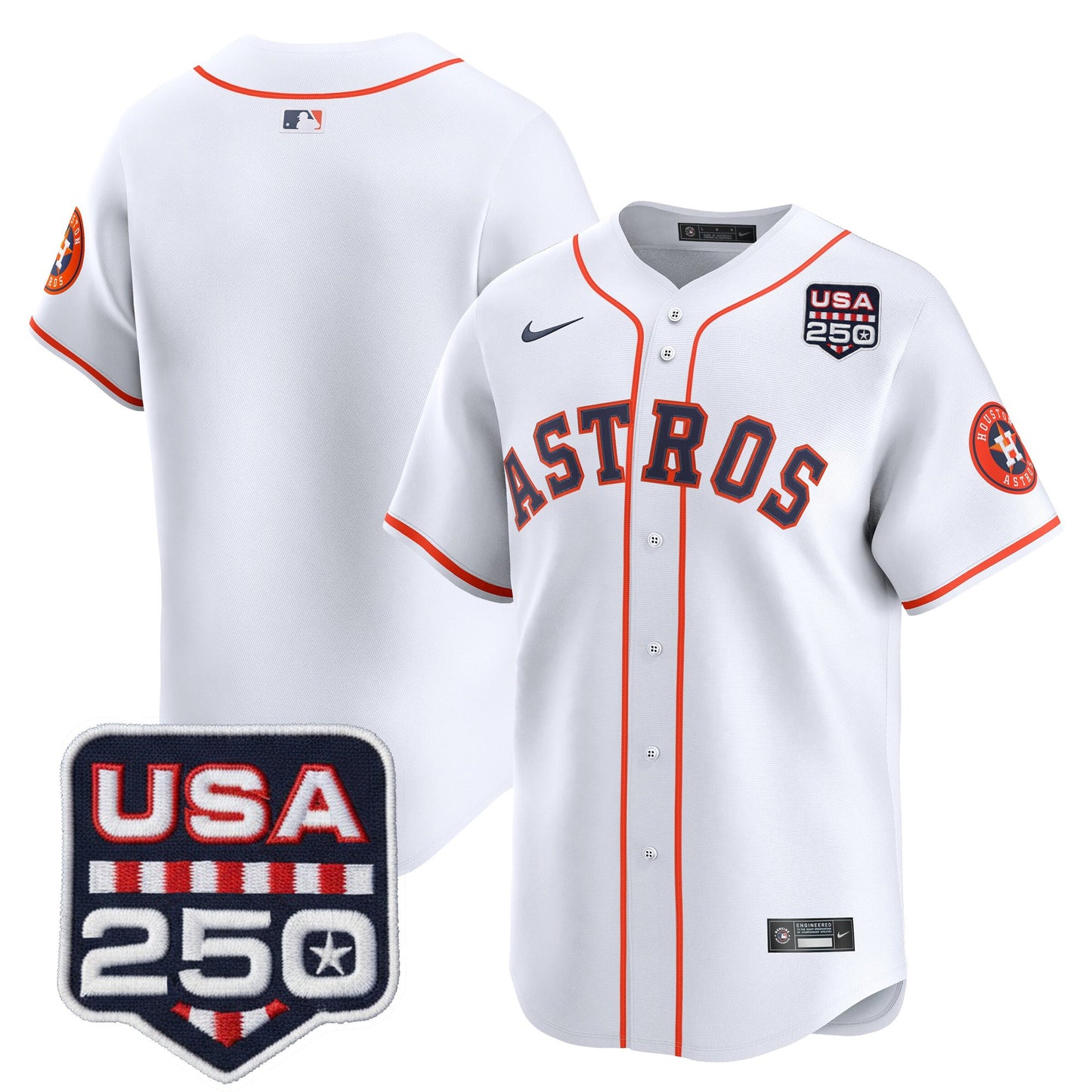 Men’s Houston Astros 250America Patch Vapor Premier Limited Jersey - All Stitched