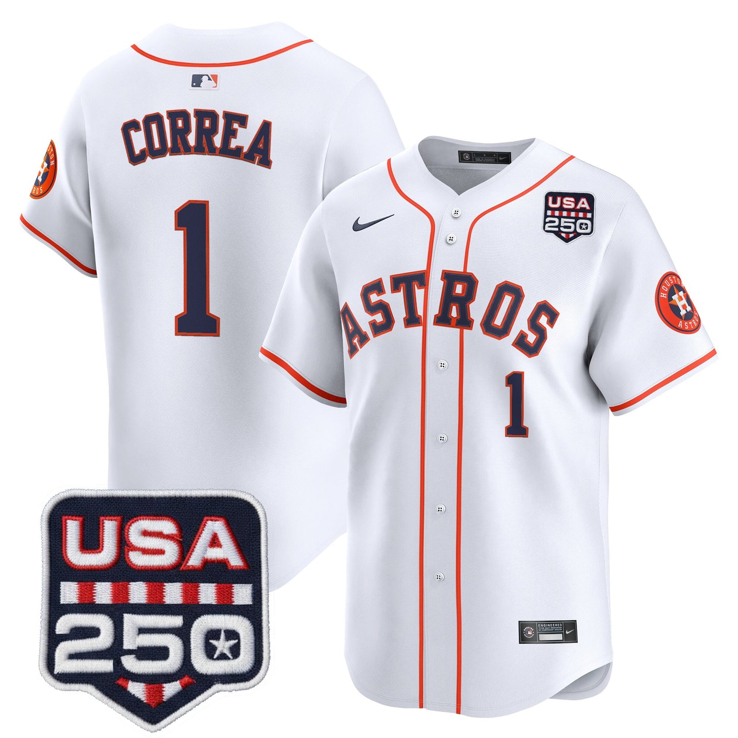 Men’s Houston Astros 250America Patch Vapor Premier Limited Jersey - All Stitched