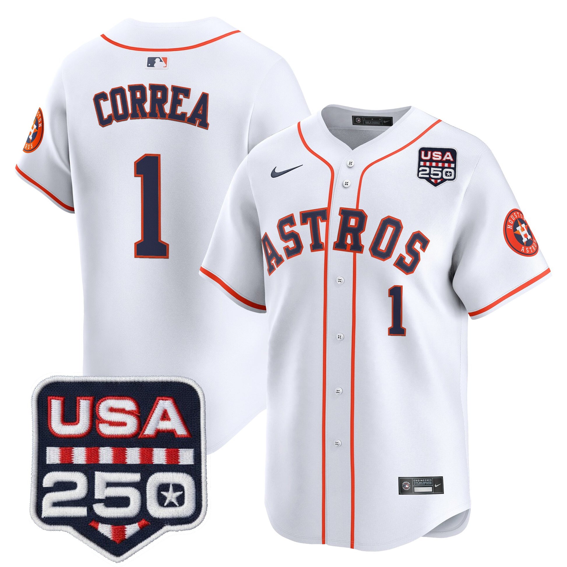 Men’s Houston Astros 250America Patch Vapor Premier Limited Jersey - All Stitched