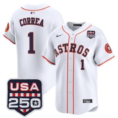 Men’s Houston Astros 250America Patch Vapor Premier Limited Jersey - All Stitched