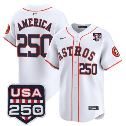 Men’s Houston Astros 250America Patch Vapor Premier Limited Jersey - All Stitched