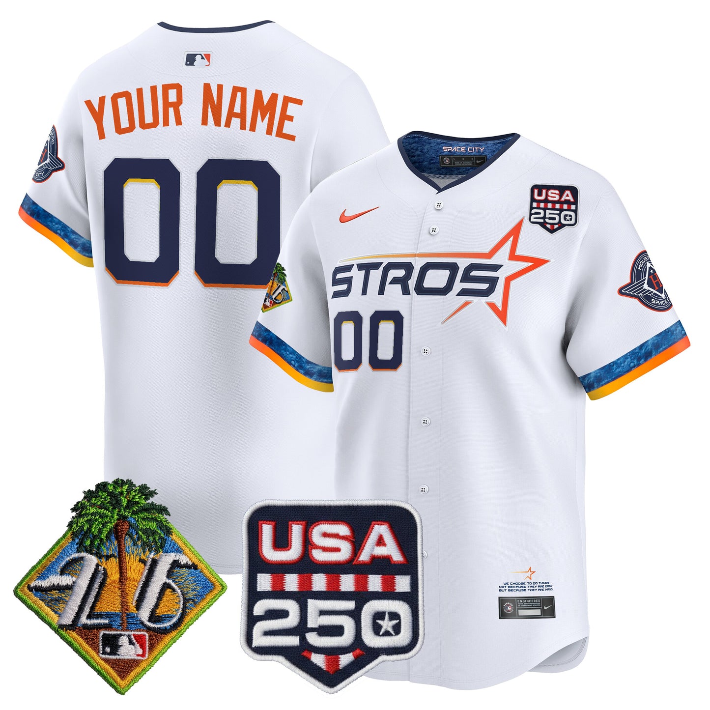 Houston Astros 2026 Spring Training & 250America Patch Vapor Premier Limited Custom Jersey - All Stitched