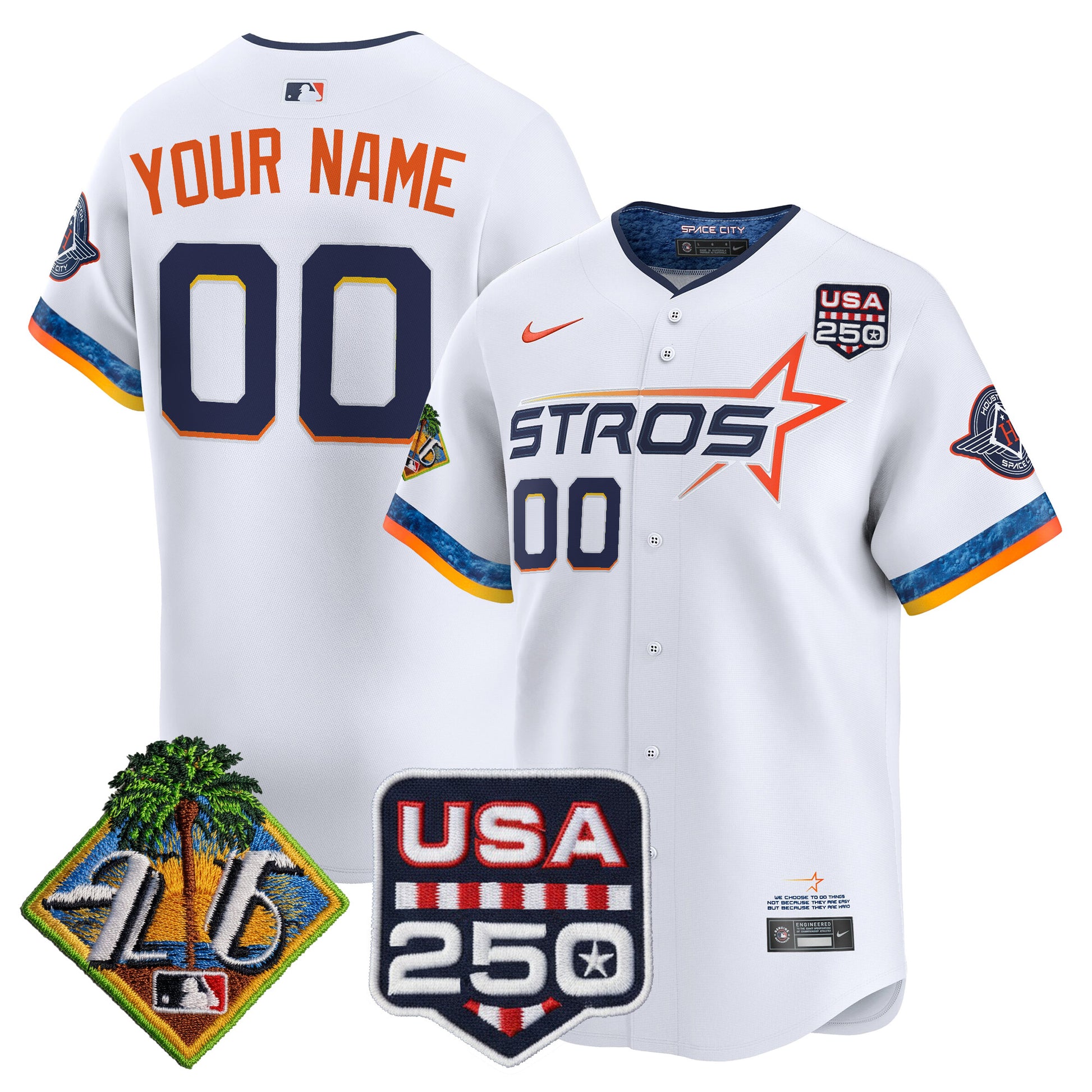 Houston Astros 2026 Spring Training & 250America Patch Vapor Premier Limited Custom Jersey - All Stitched