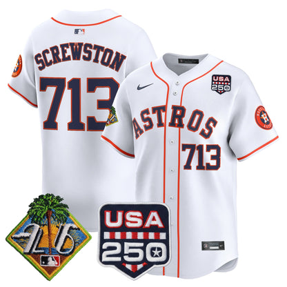 Men's Houston Astros 2026 Spring Training & 250America Patch Vapor Premier Limited Jersey - All Stitched