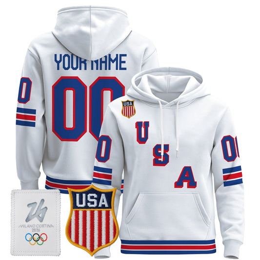 2026 USA Olympic Premium Custom Hockey Hoodie - All Stitched