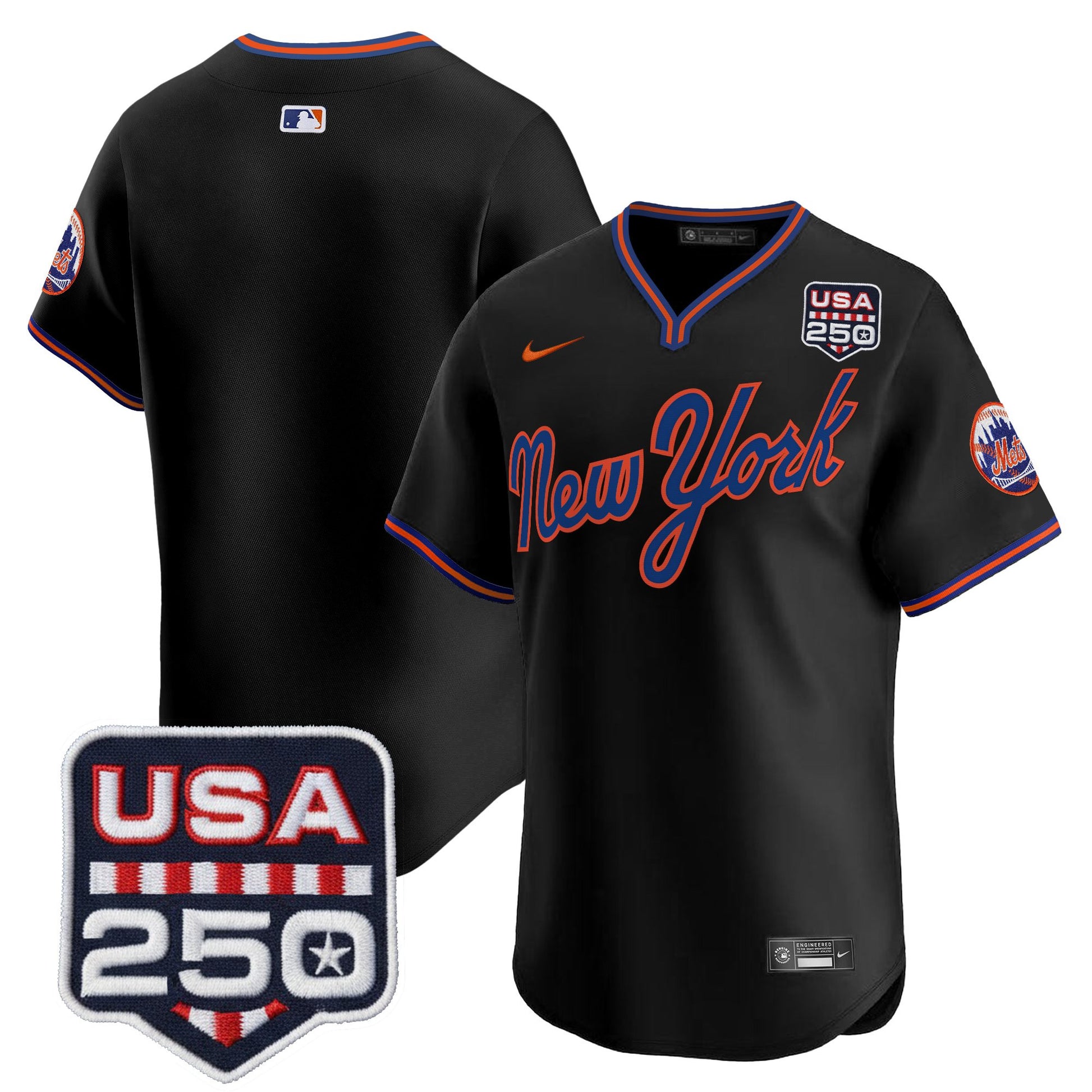 Men's New York Mets Road Alternate & 250America Patch Vapor Limited Jersey - All Stitched