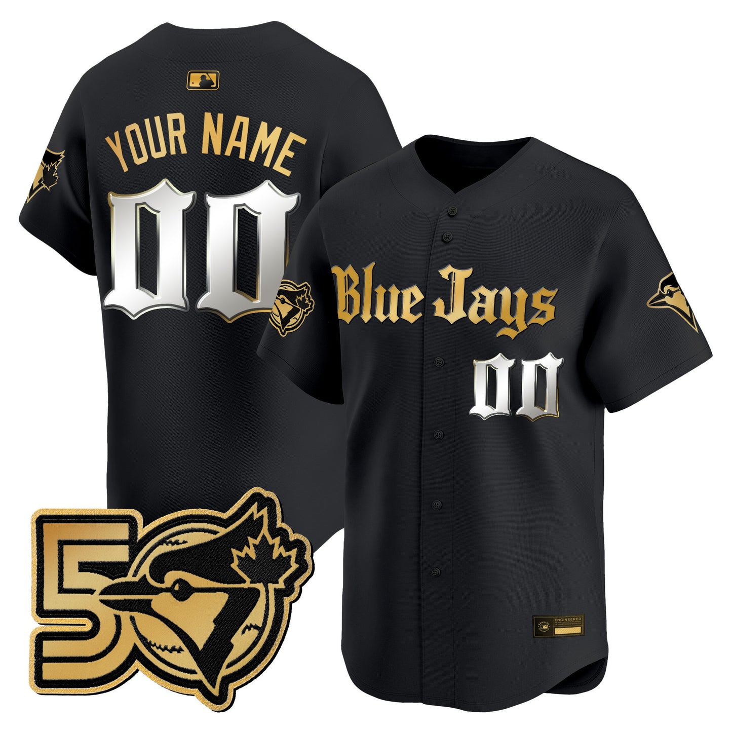 Toronto Blue Jays 50 Seasons Patch Vapor Premier Limited Custom Jersey - Gothic North Edition - All Stitched