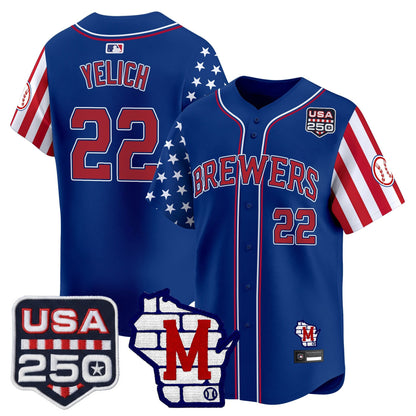 Milwaukee Brewers "America250 Edition" Vapor Premier Limited Jersey - All Stitched