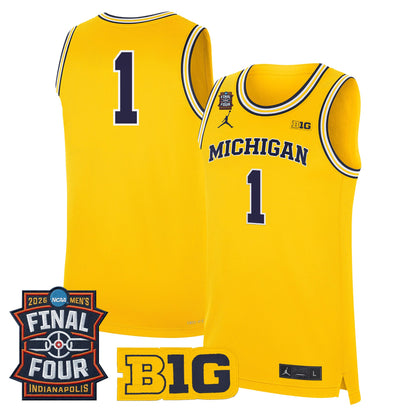 Men's Michigan Wolverines 2026 Final Four Patch Basketball Jersey - All Stitched