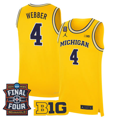 Men's Michigan Wolverines 2026 Final Four Patch Basketball Jersey - All Stitched