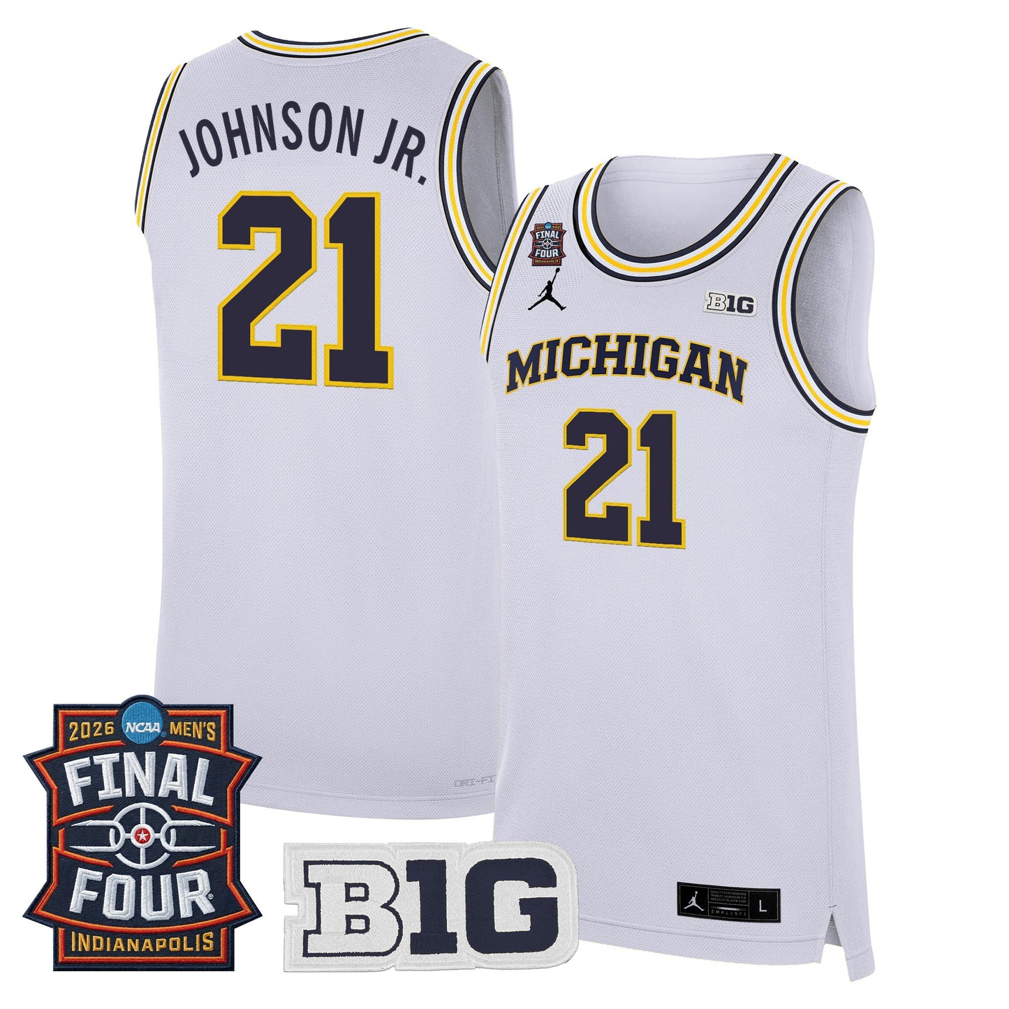 Men's Michigan Wolverines 2026 Final Four Patch Basketball Jersey - All Stitched