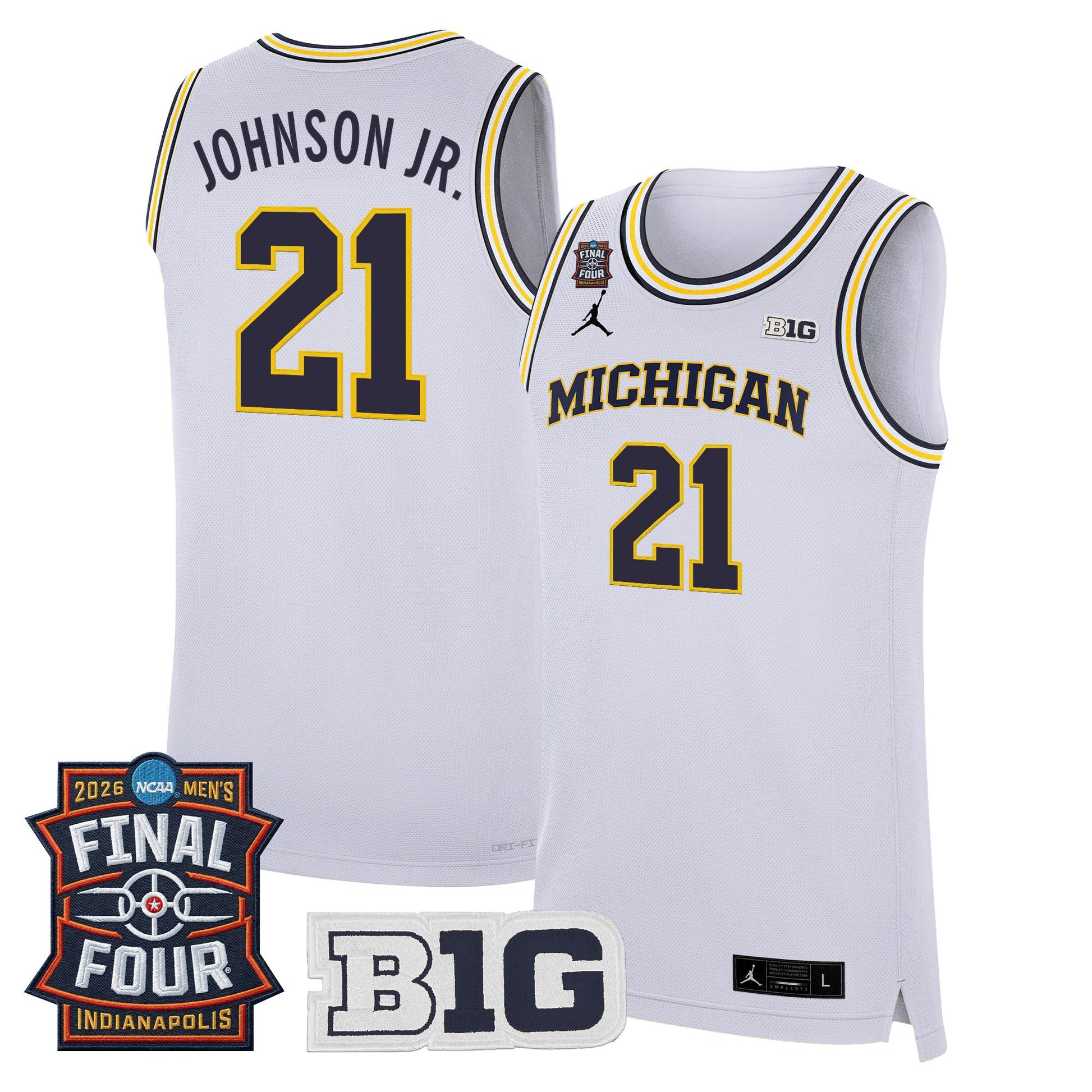 Men's Michigan Wolverines 2026 Final Four Patch Basketball Jersey - All Stitched