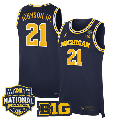 Men's Michigan Wolverines 2026 National Champions Patch Basketball Jersey - All Stitched