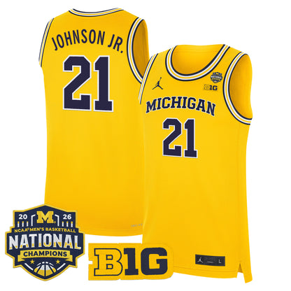Men's Michigan Wolverines 2026 National Champions Patch Basketball Jersey - All Stitched