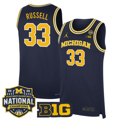 Men's Michigan Wolverines 2026 National Champions Patch Basketball Jersey - All Stitched