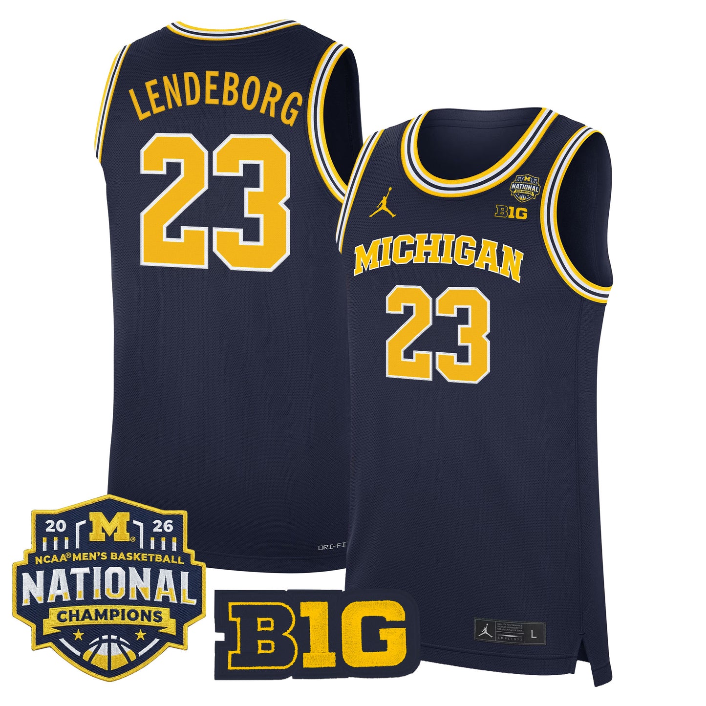 Men's Michigan Wolverines 2026 National Champions Patch Basketball Jersey - All Stitched