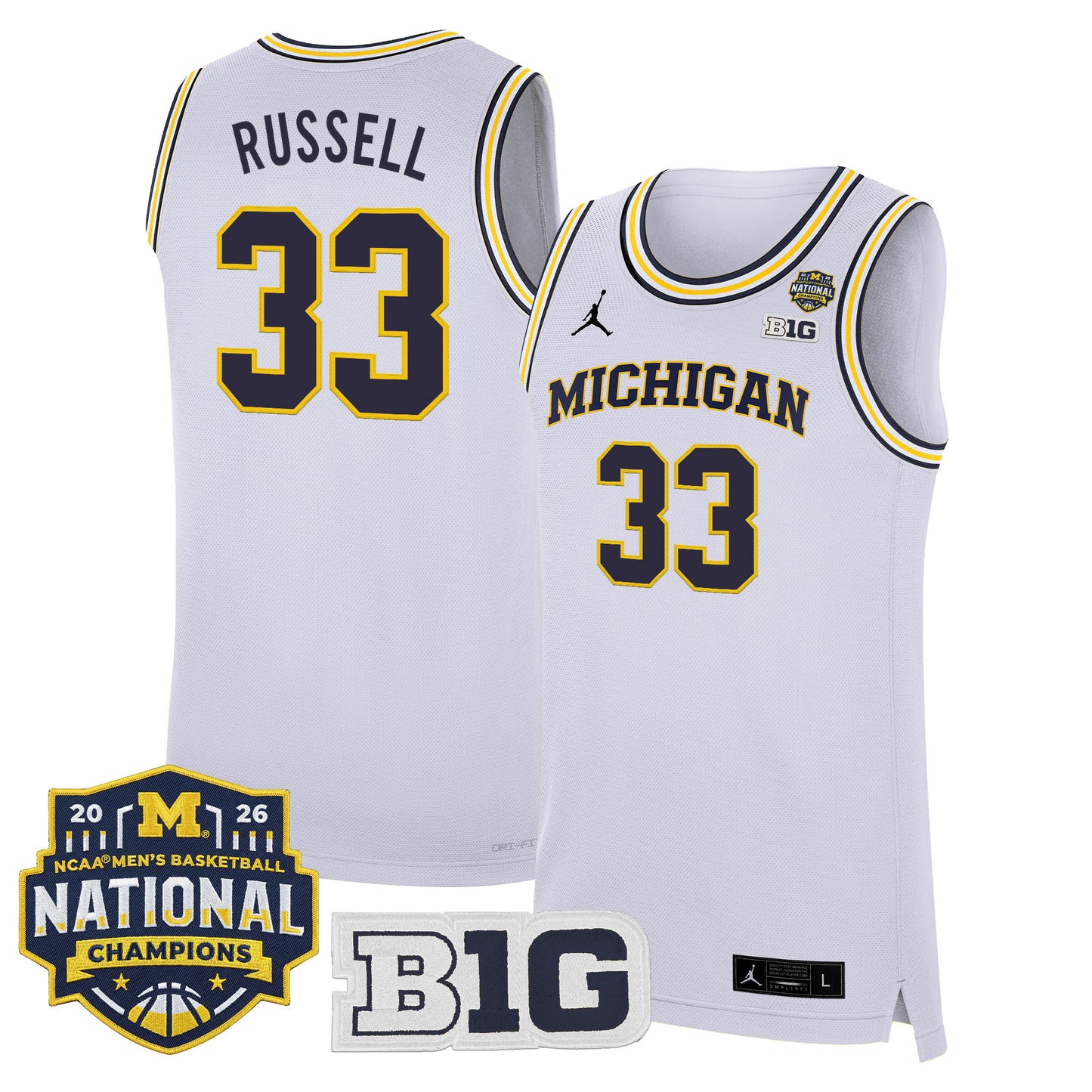 Men's Michigan Wolverines 2026 National Champions Patch Basketball Jersey - All Stitched