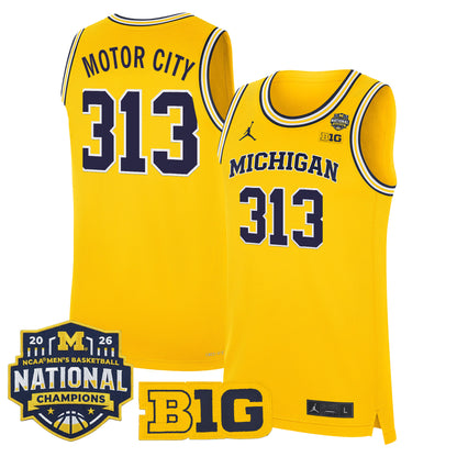 Men's Michigan Wolverines 2026 National Champions Patch Basketball Jersey - All Stitched