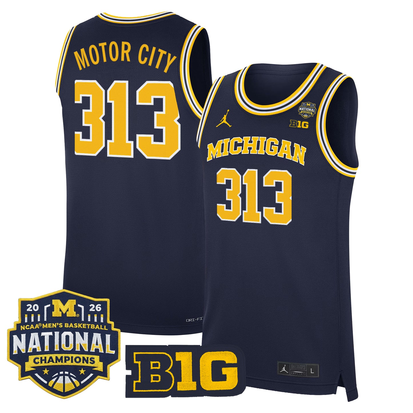 Men's Michigan Wolverines 2026 National Champions Patch Basketball Jersey - All Stitched
