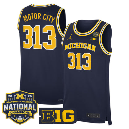 Men's Michigan Wolverines 2026 National Champions Patch Basketball Jersey - All Stitched