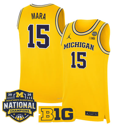 Men's Michigan Wolverines 2026 National Champions Patch Basketball Jersey - All Stitched