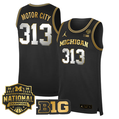 Men's Michigan Wolverines 2026 National Champions Patch Basketball Jersey - All Stitched
