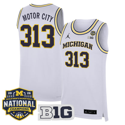 Men's Michigan Wolverines 2026 National Champions Patch Basketball Jersey - All Stitched