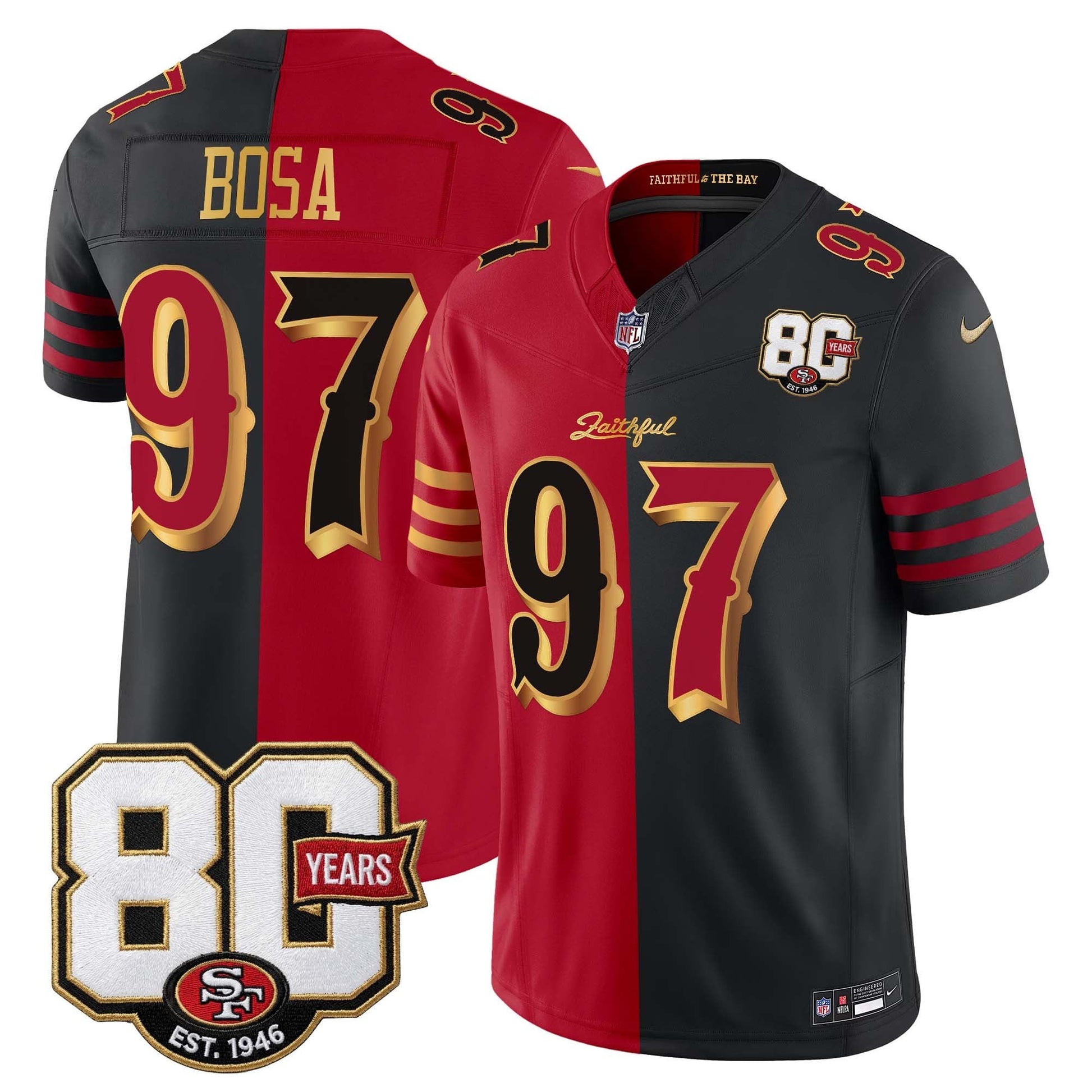  San Francisco 49ers 80th Anniversary Patch Vapor Limited Jersey - Rivalries Edition - Stitched