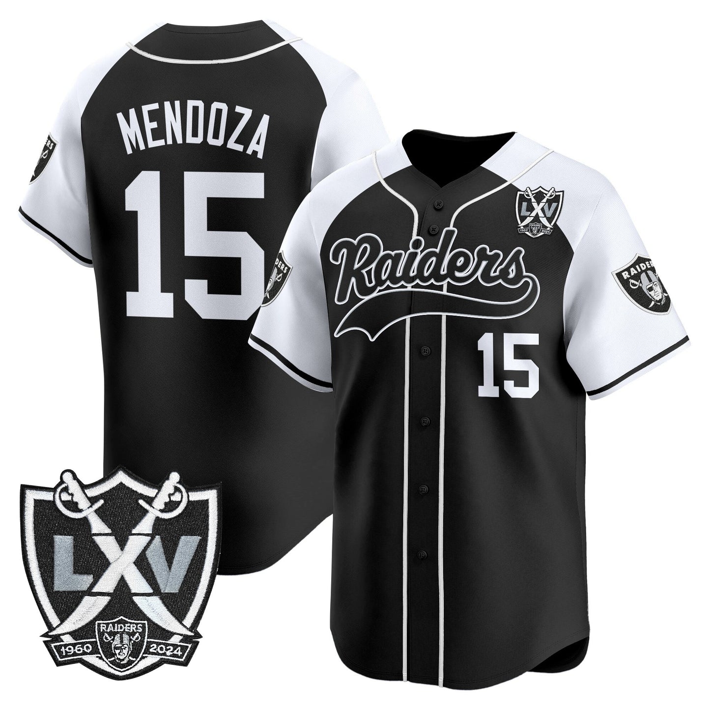 Las Vegas Raiders 65th Anniversary Patch Vapor Baseball Jersey - All Stitched