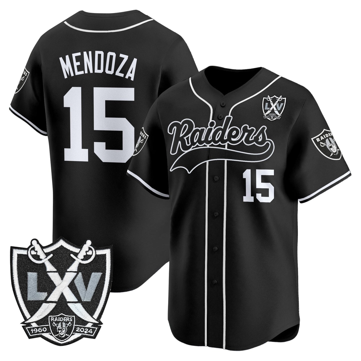 Las Vegas Raiders 65th Anniversary Patch Vapor Baseball Jersey - All Stitched