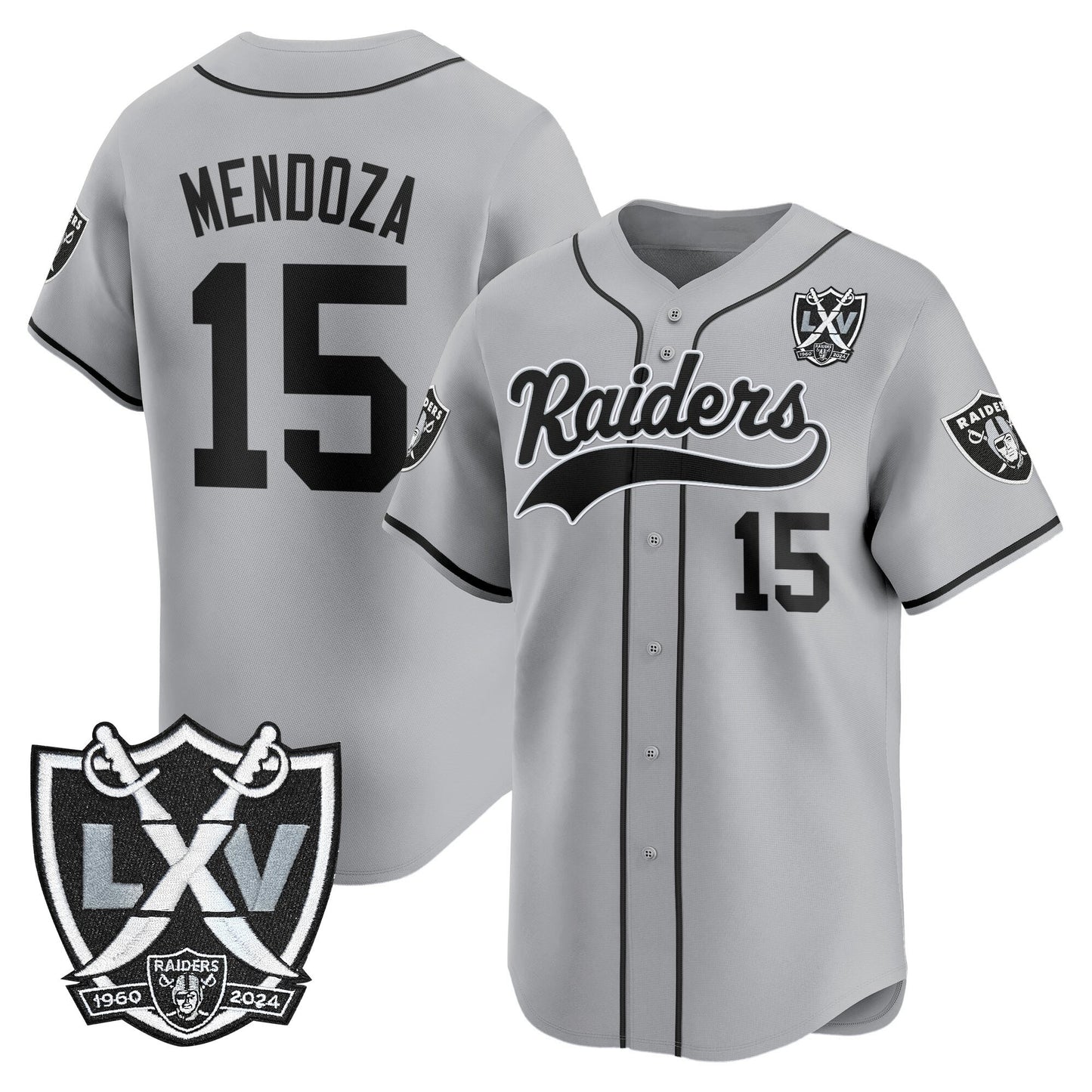 Las Vegas Raiders 65th Anniversary Patch Vapor Baseball Jersey - All Stitched