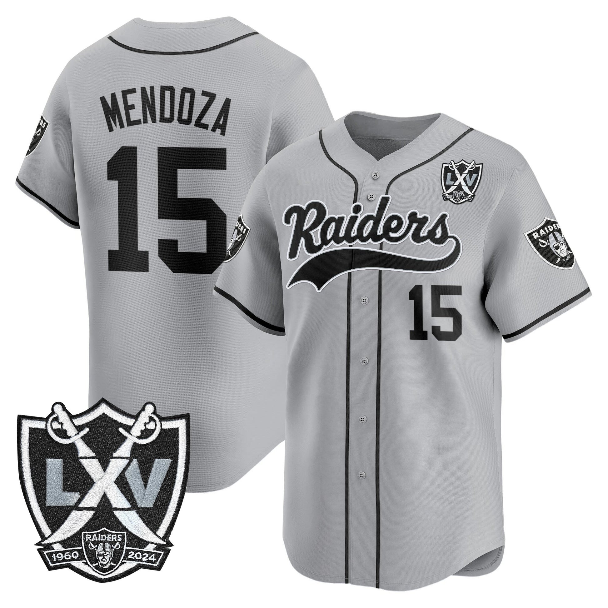 Las Vegas Raiders 65th Anniversary Patch Vapor Baseball Jersey - All Stitched