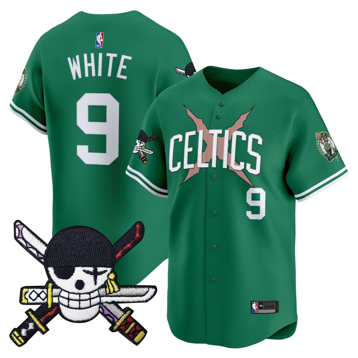 Boston Celtics x  OP Patch Vapor Baseball Jersey - Zoro Edition - Stitched