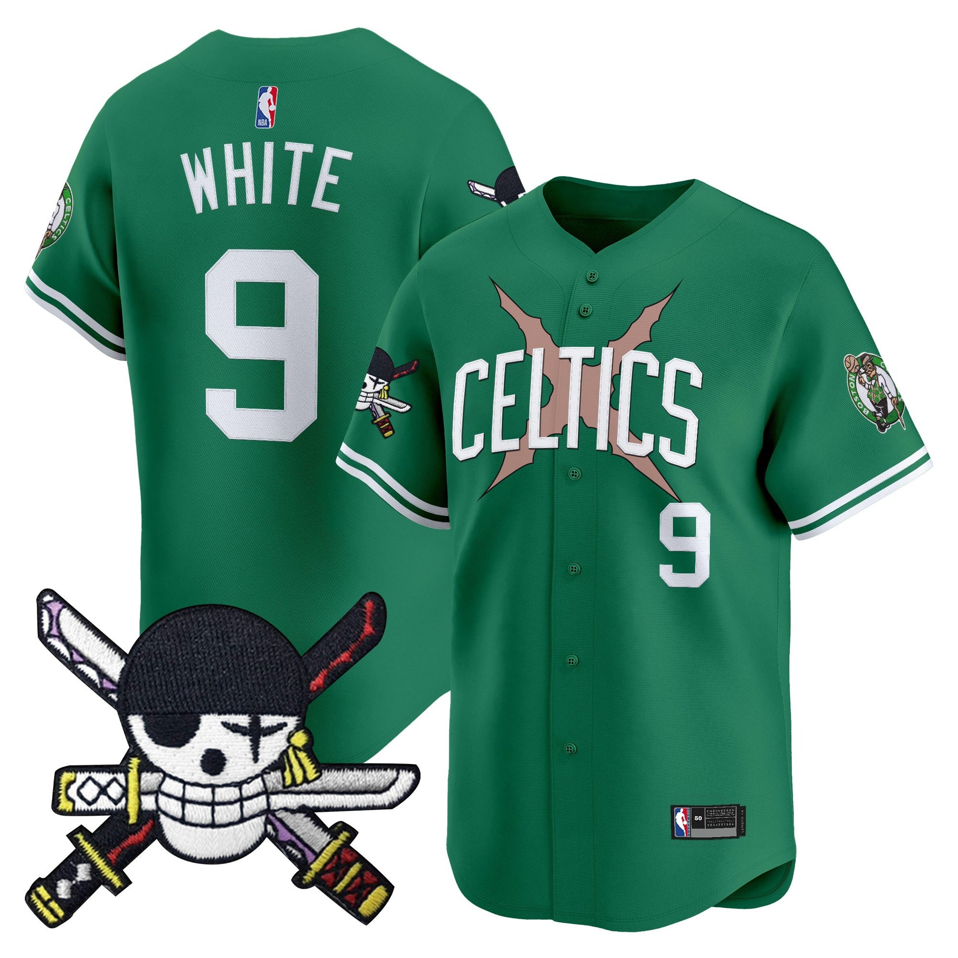 Boston Celtics x  OP Patch Vapor Baseball Jersey - Zoro Edition - Stitched