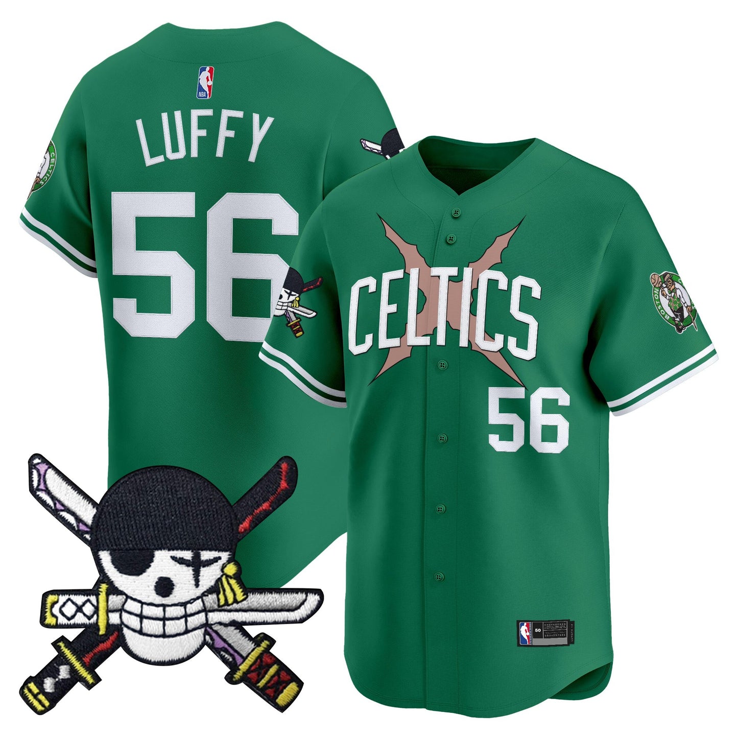 Boston Celtics x  OP Patch Vapor Baseball Jersey - Zoro Edition - Stitched
