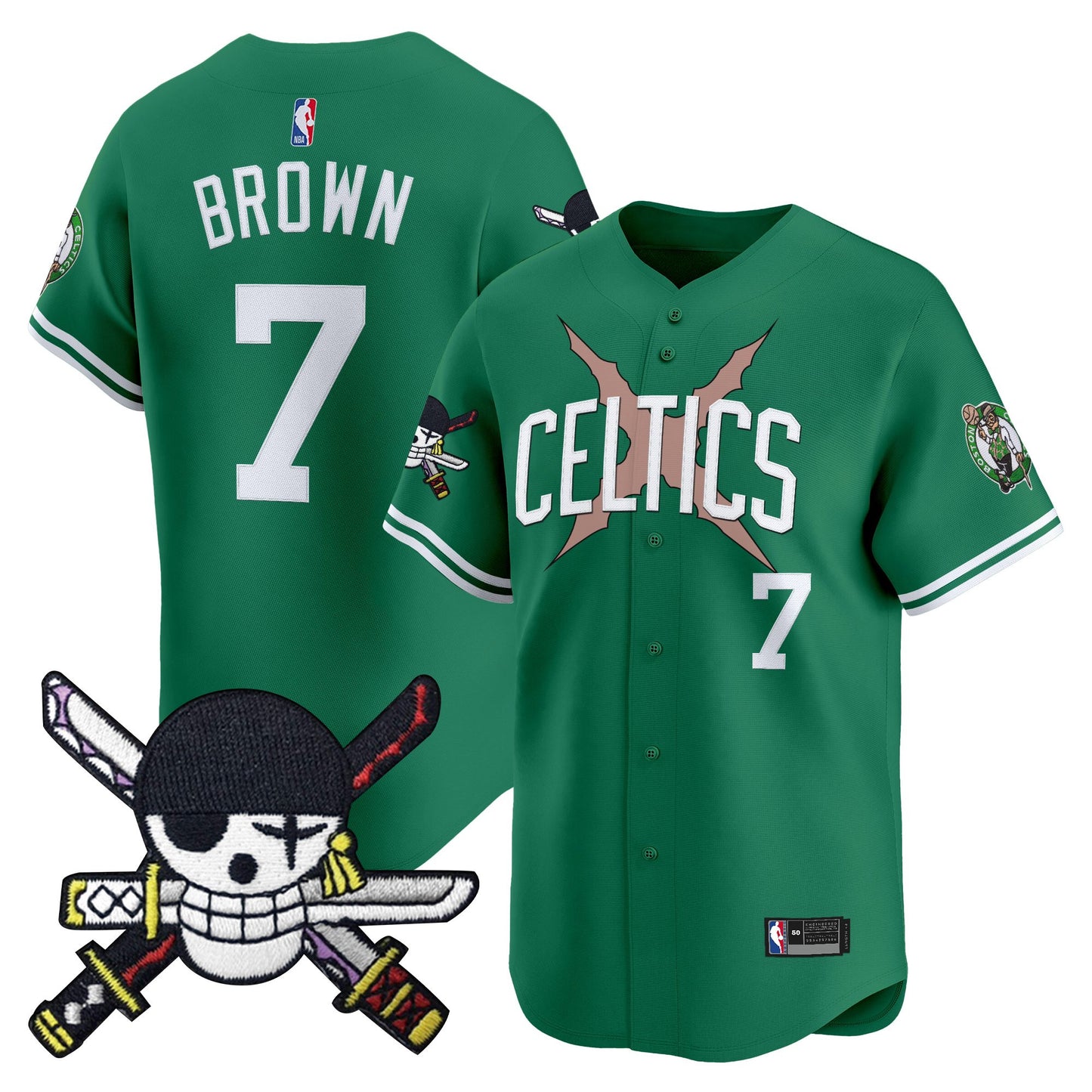 Boston Celtics x  OP Patch Vapor Baseball Jersey - Zoro Edition - Stitched