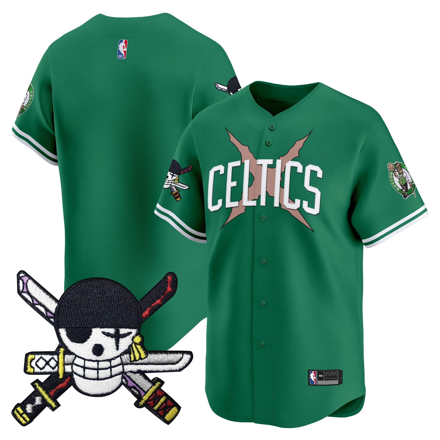 Boston Celtics x  OP Patch Vapor Baseball Jersey - Zoro Edition - Stitched