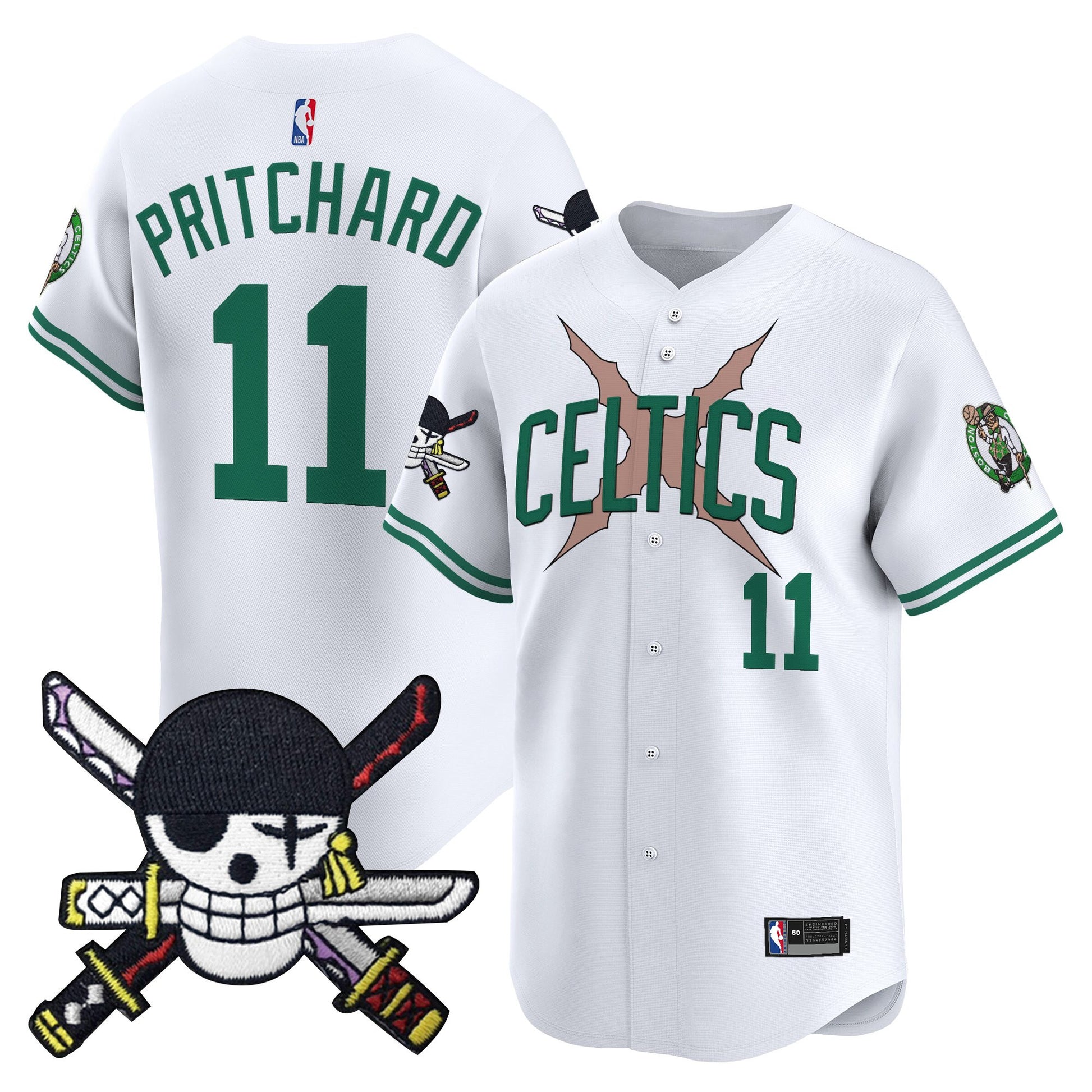 Boston Celtics x  OP Patch Vapor Baseball Jersey - Zoro Edition - Stitched