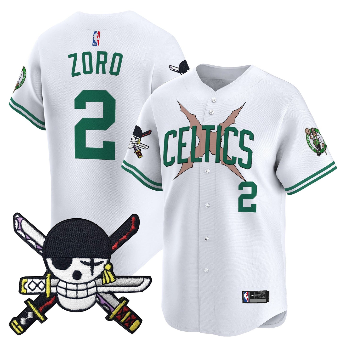 Boston Celtics x  OP Patch Vapor Baseball Jersey - Zoro Edition - Stitched