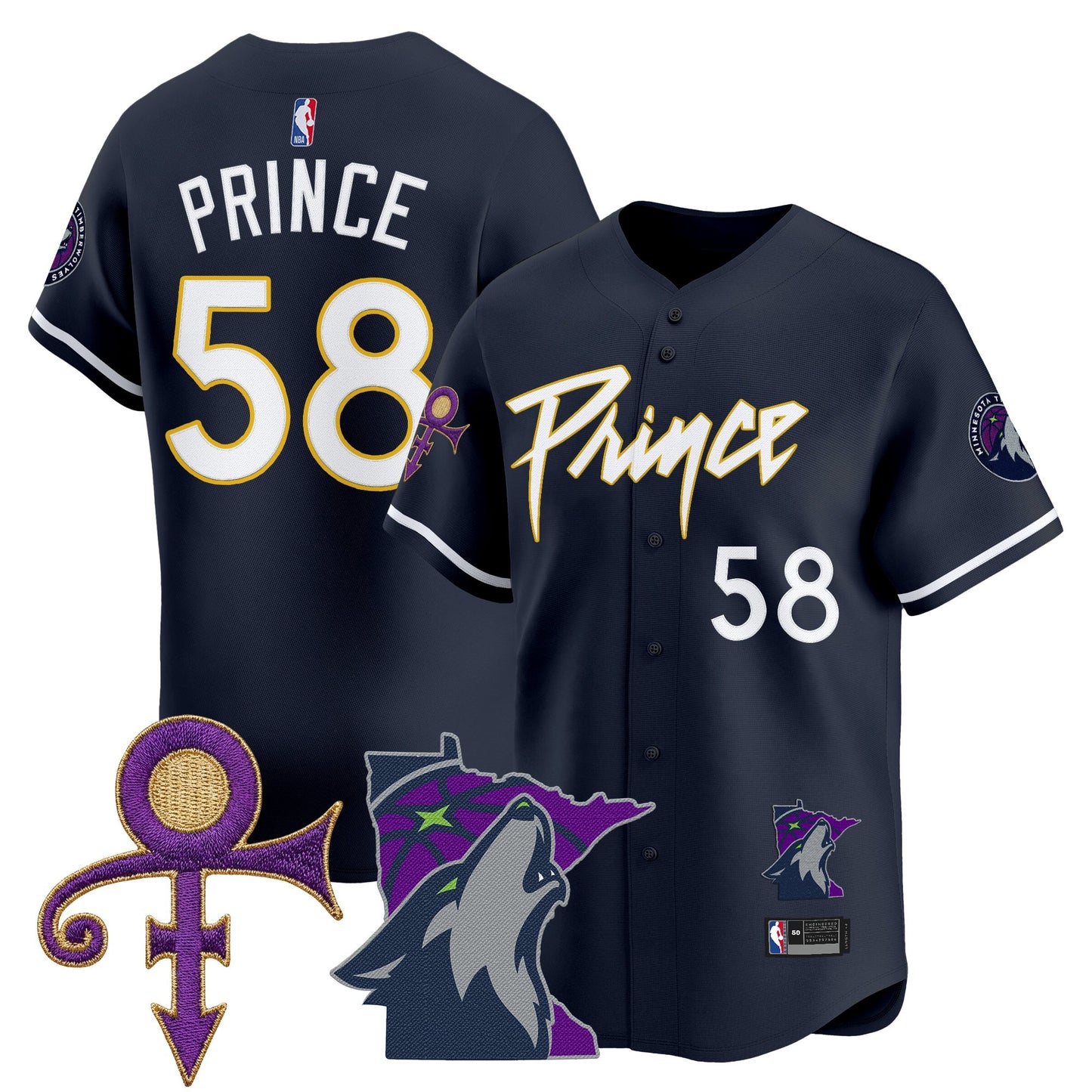 Minnesota Timberwolves Prince Patch Vapor Baseball Jersey - All Stitched