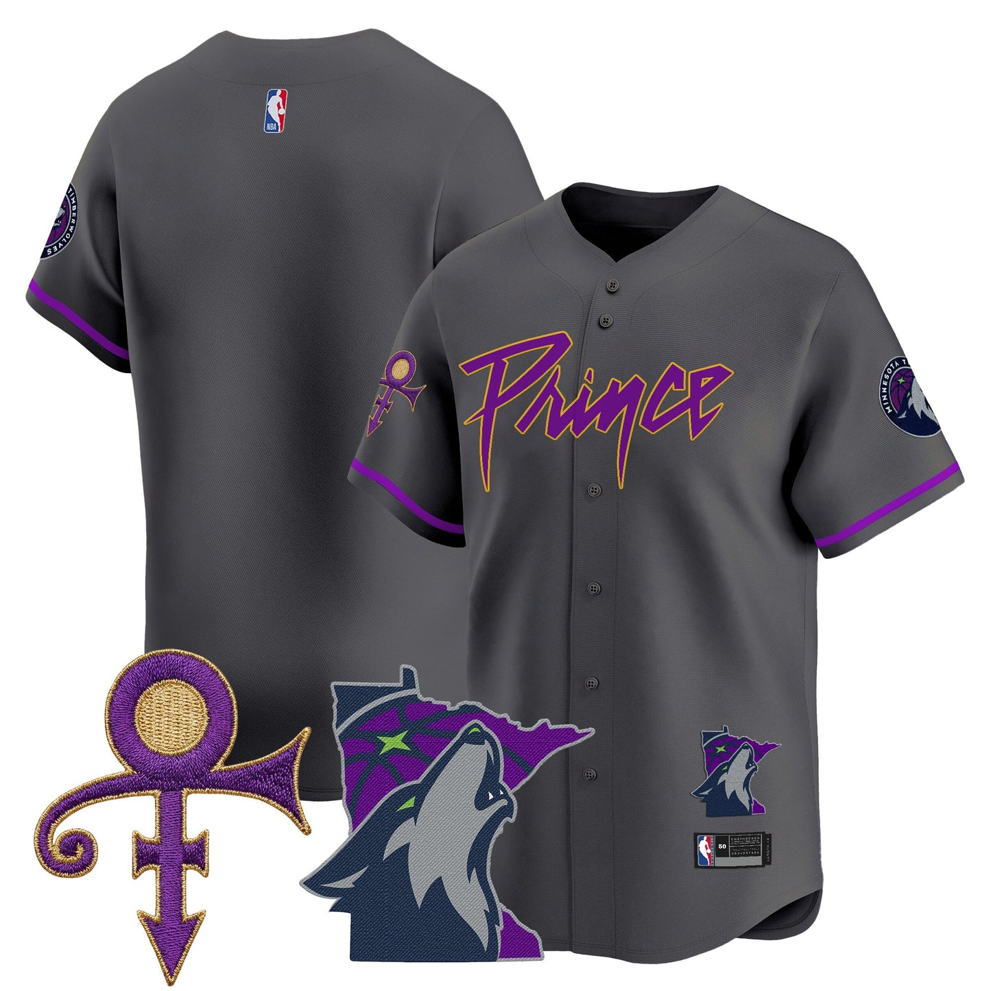 Minnesota Timberwolves Prince Patch Vapor Baseball Jersey - All Stitched