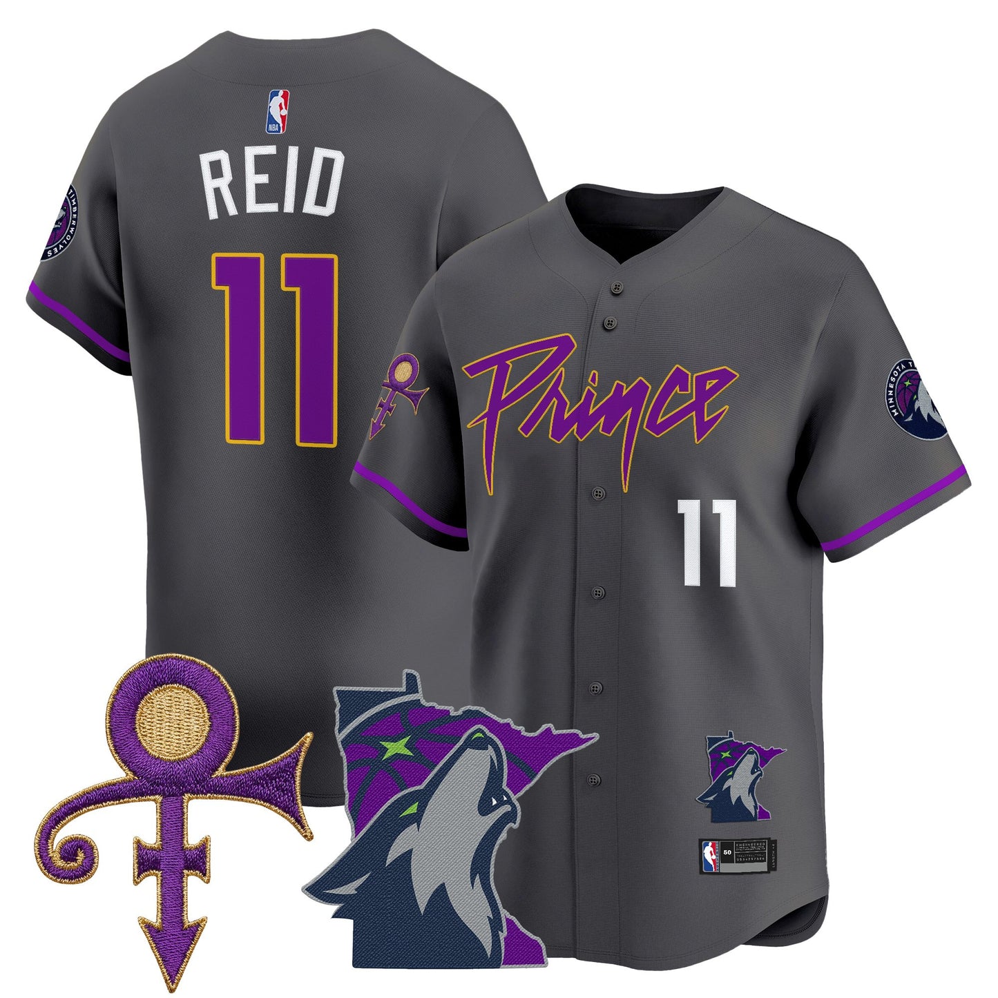 Minnesota Timberwolves Prince Patch Vapor Baseball Jersey - All Stitched