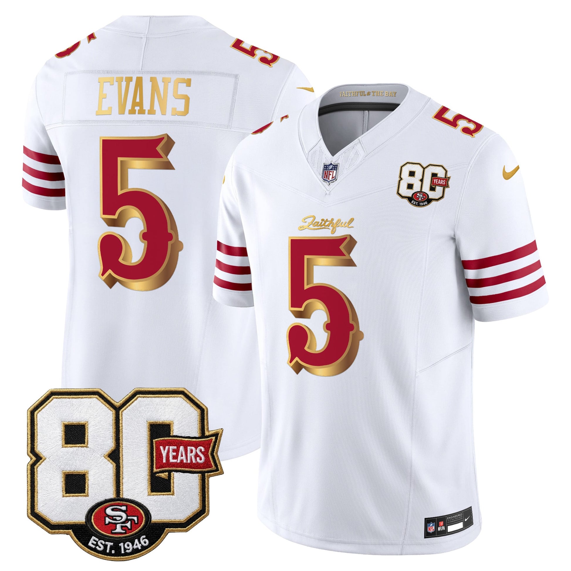  San Francisco 49ers 80th Anniversary Patch Vapor Limited Jersey - Rivalries Edition - Stitched
