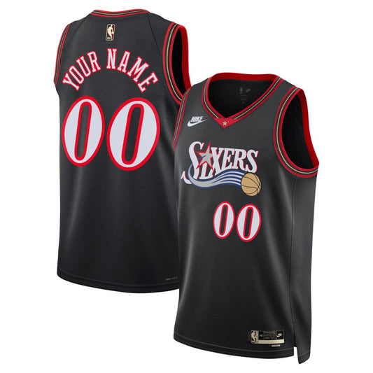 Philadelphia 76ers Swingman Black Custom Jersey - All Stitched