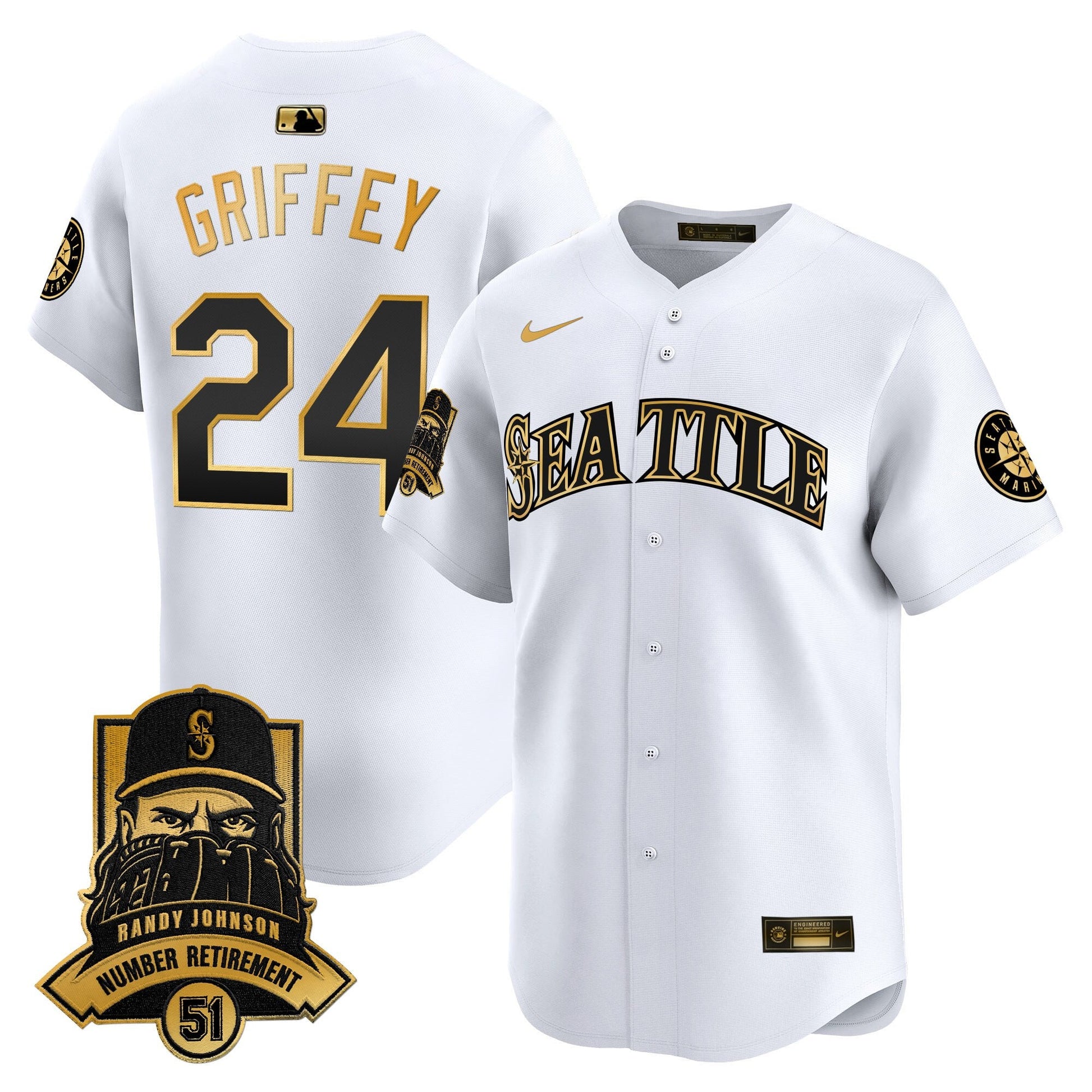 Seattle Mariners Hall-of-Famer Randy Johnson Patch Vapor Premier Limited Jersey - All Stitched