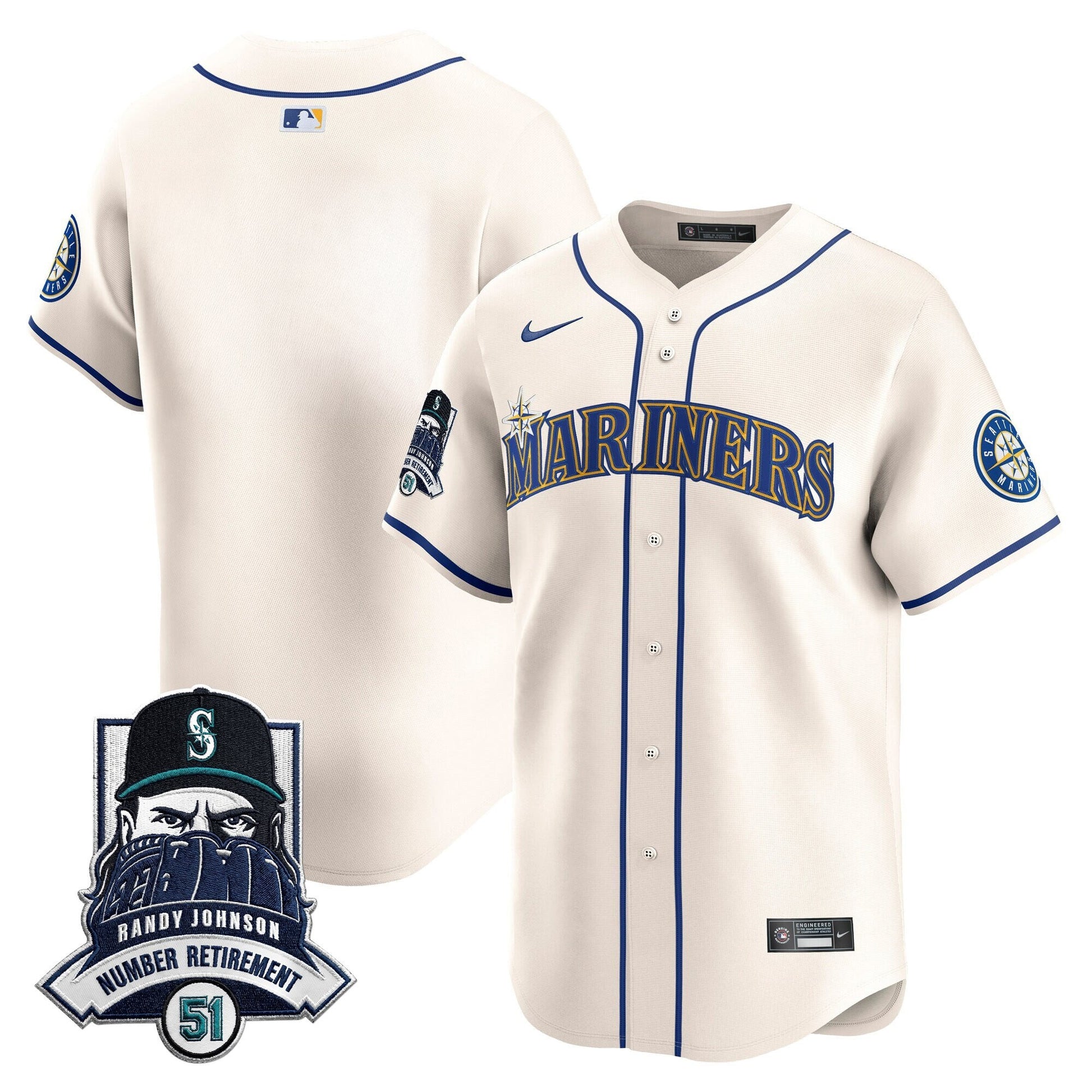 Seattle Mariners Hall-of-Famer Randy Johnson Patch Vapor Premier Limited Jersey - All Stitched