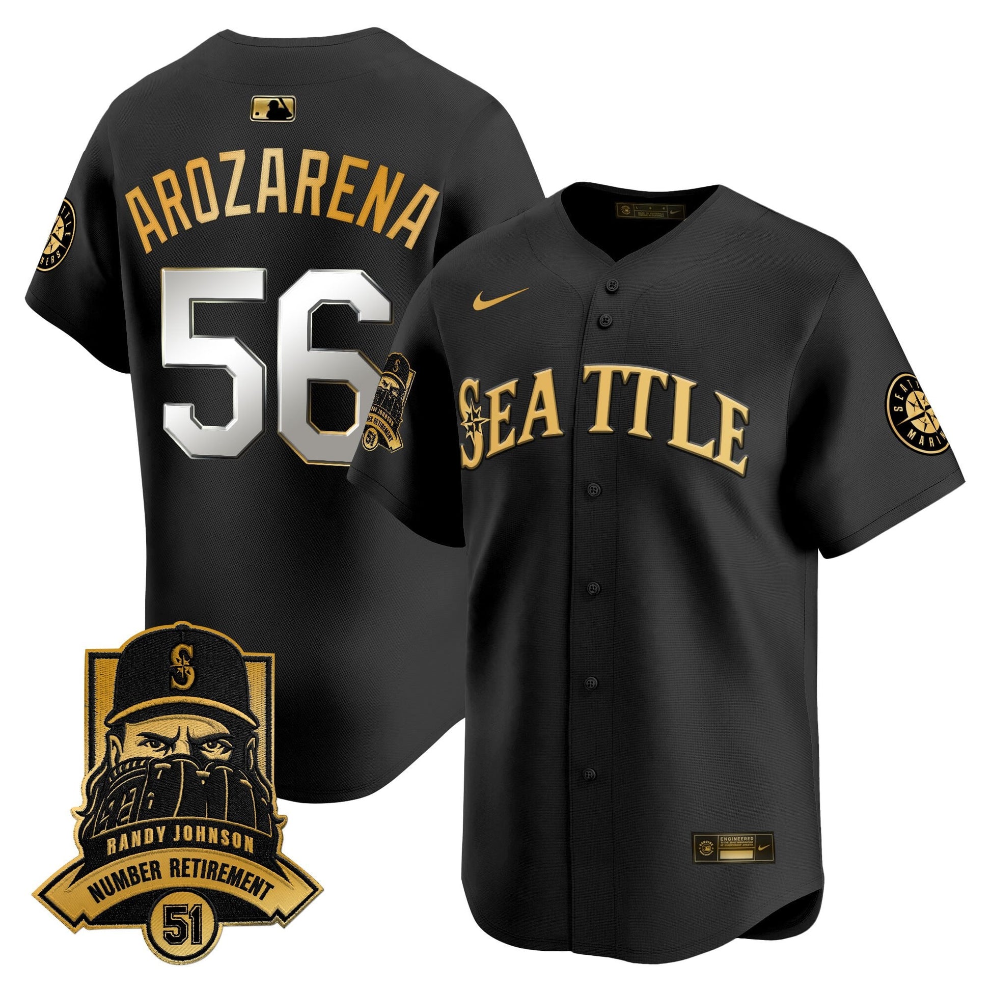 Seattle Mariners Hall-of-Famer Randy Johnson Patch Vapor Premier Limited Jersey - All Stitched