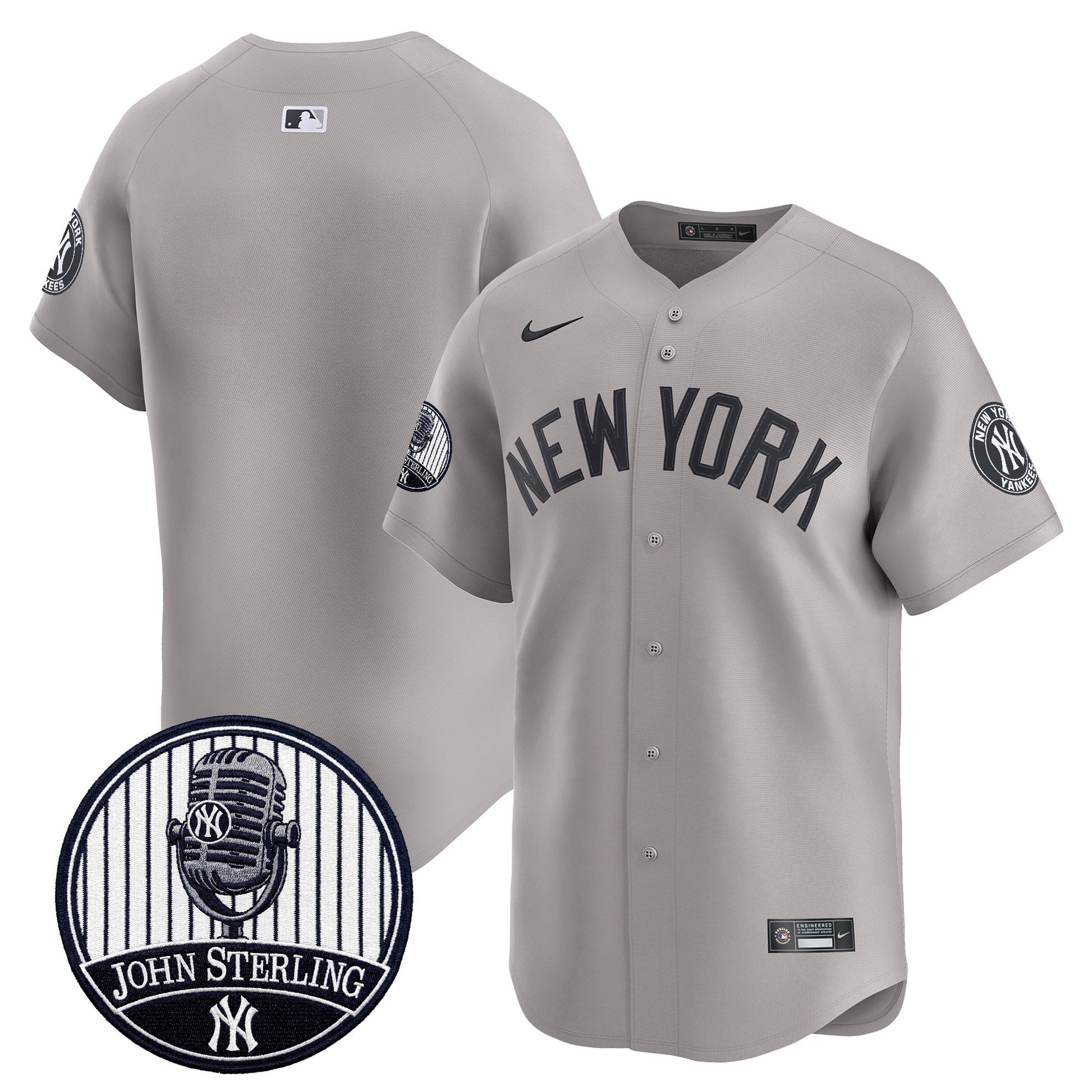 Men's Yankees John Sterling "The Voice of the Yankees" Tribute Patch Vapor Premier Limited Jersey V2 - All Stitched