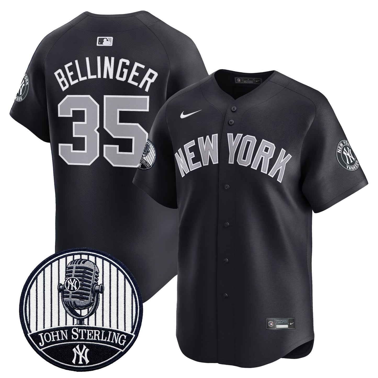 Men's Yankees John Sterling "The Voice of the Yankees" Tribute Patch Vapor Premier Limited Jersey V2 - All Stitched