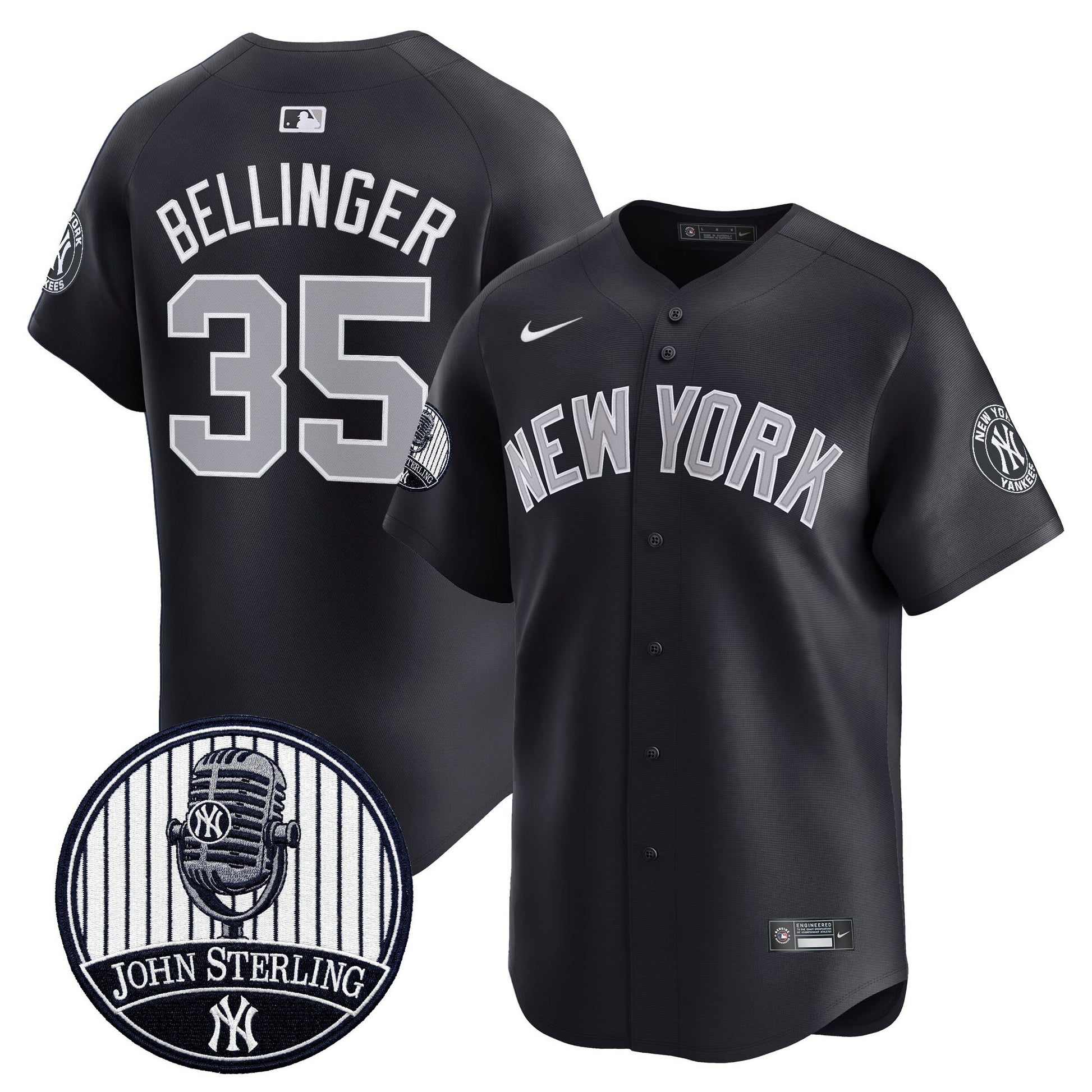 Men's Yankees John Sterling "The Voice of the Yankees" Tribute Patch Vapor Premier Limited Jersey V2 - All Stitched